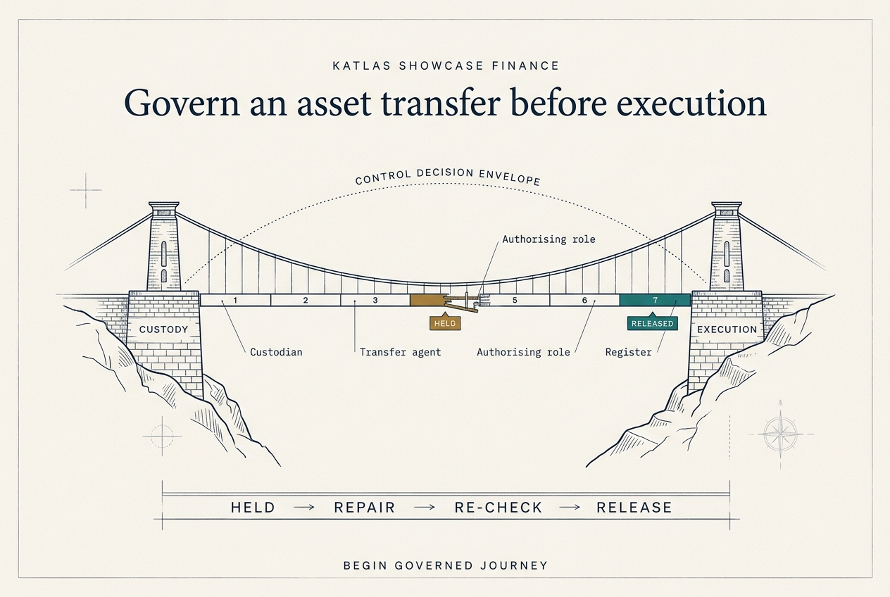 Govern an asset transfer before execution — poster